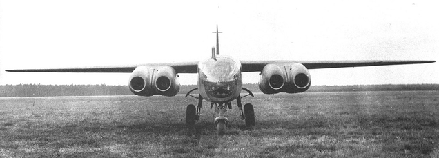 An Arado Ar 234 V8, with four BMW turbojets in place of the two Jumo engines. (Author unknown)